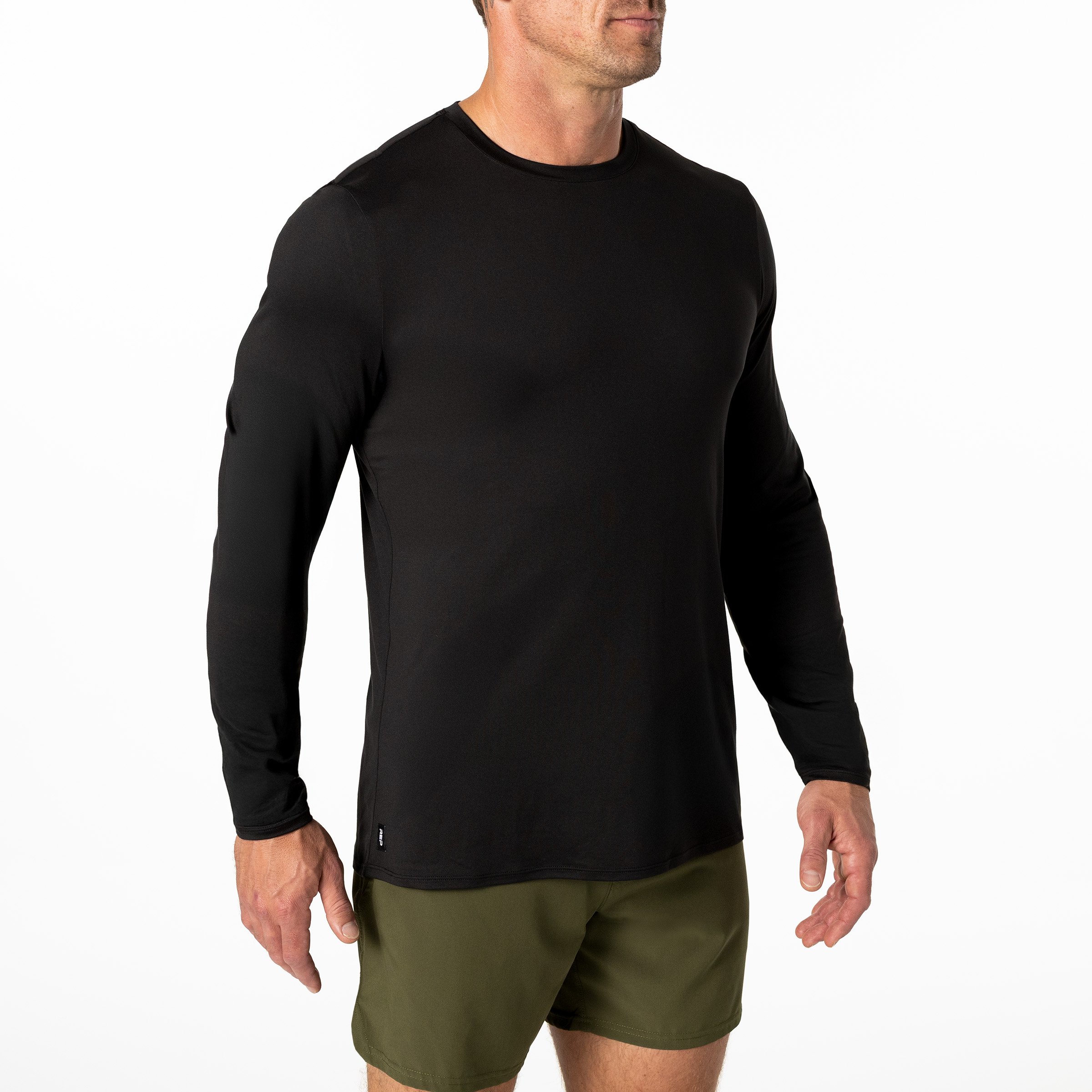 Men's Delta Long Sleeve Crew T-Shirt - Heather Black / Small